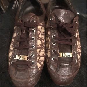 Brown Christian Dior logo sneakers flat size 9/40